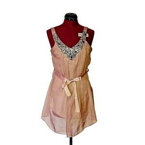 Arden B Womens Camisole Tank Top Size XS Embellished Semi Sheer Lined Sh…